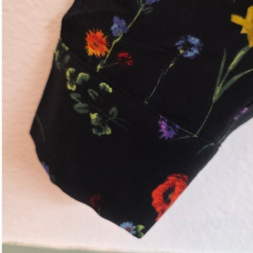 Unbranded Button-Up Blouse Women XL Black Floral Butterfly Pleated Babydoll Back - Picture 10 of 14